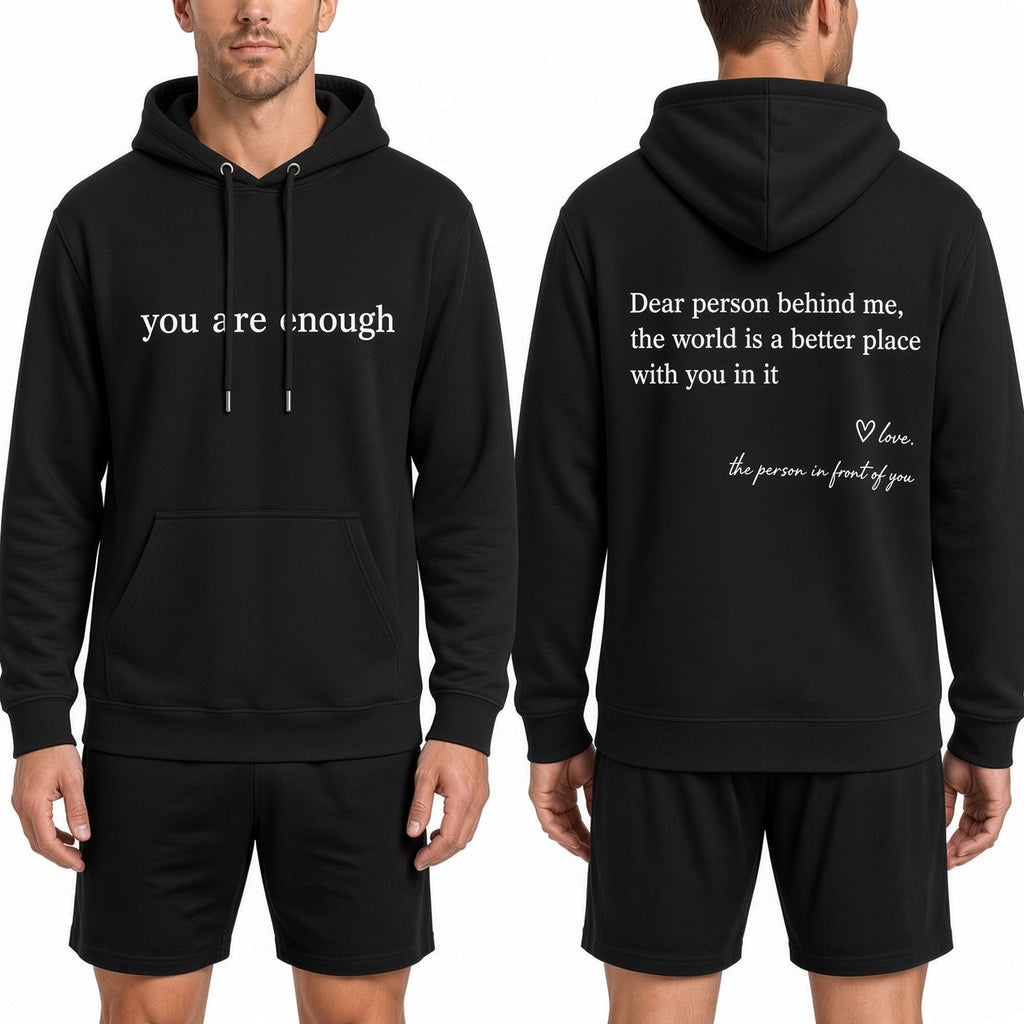 Dual Side Inspirational Print Hooded Sweater