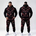 Men's Red Flame Black Panther Print Hooded Suit
