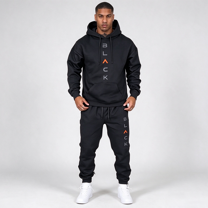 Men's Letter Print Hooded Suit