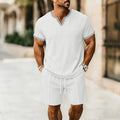 Men's V-Neck Casual T-Shirt & Shorts Set