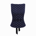 Polka dot backless sleeveless shirt with tie bow