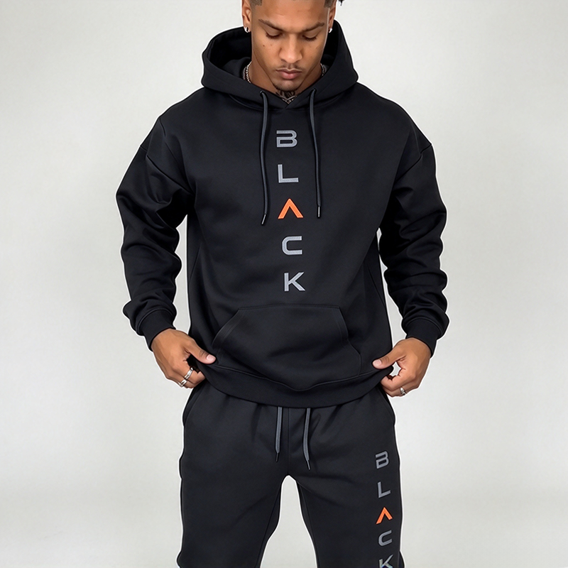 Men's Letter Print Hooded Suit