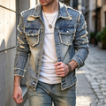 Raw Edge Ripped Denim Button Jacket