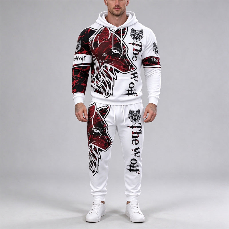 Wolf Graphic Hoodie Tracksuit Set