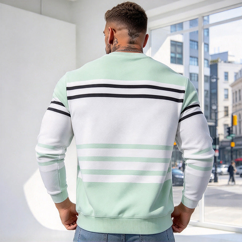 Men Color Block Stripe Long Sleeve Top