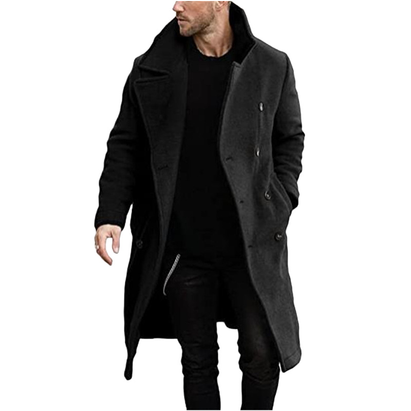 Men Elegant Longline Double Breasted Coat