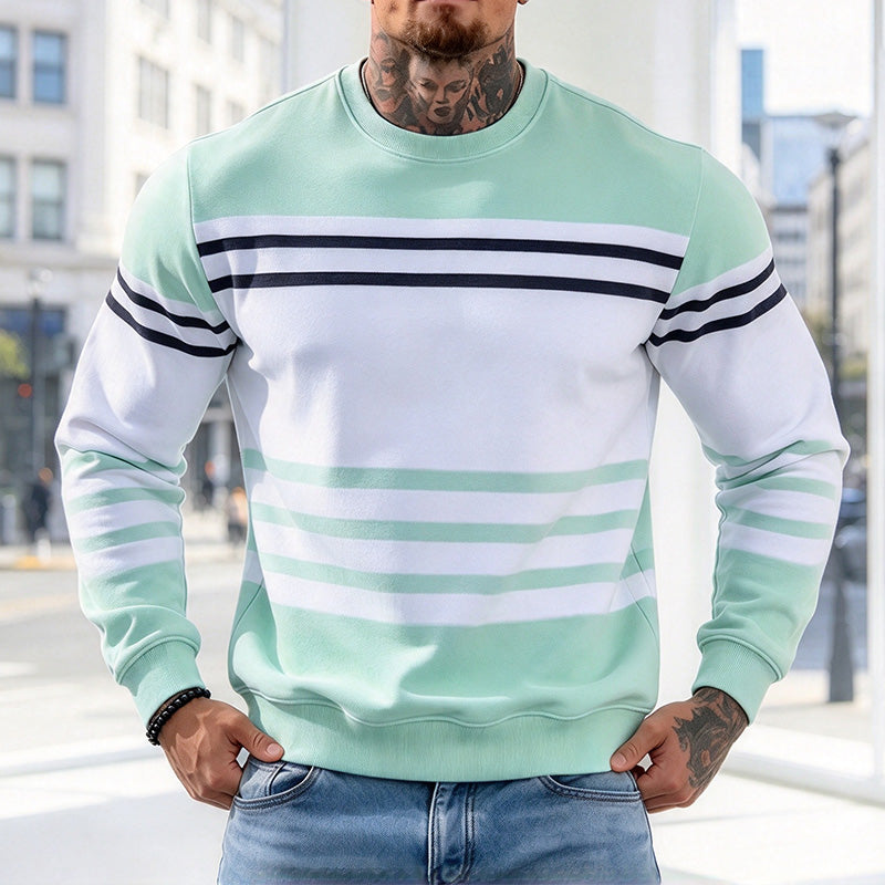 Men Color Block Stripe Long Sleeve Top