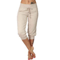 Casual drawstring pocket capri sweatpants