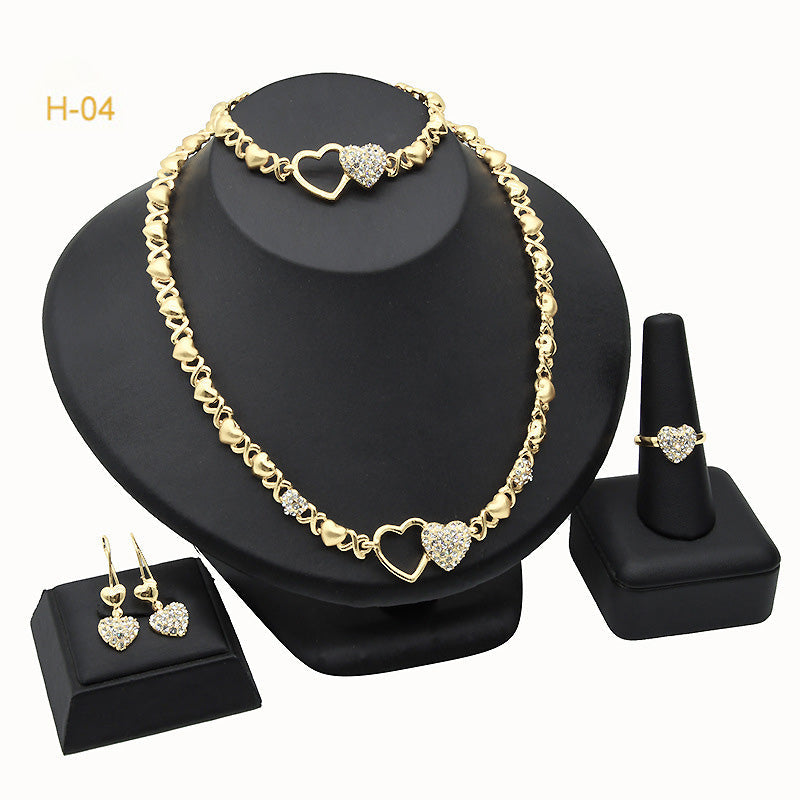 Romantic Heart Rhinestone Jewelry Set
