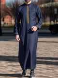 Men's long-sleeve embroidered mandarin-collar robe