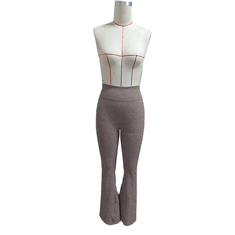 Stretchy Ribbed Micro-Flare Yoga Pants
