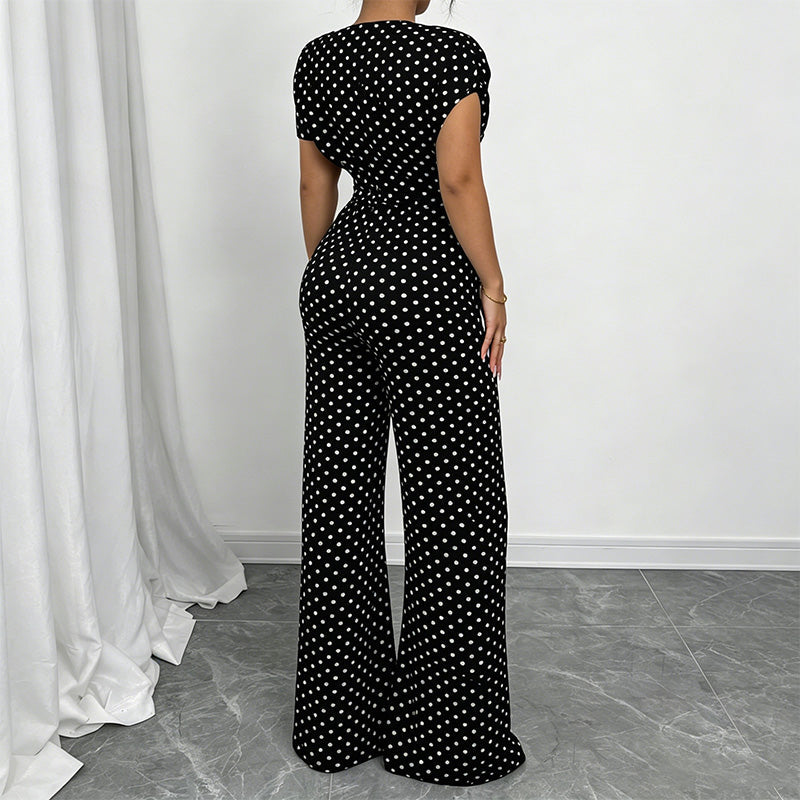 Asymmetrical off-shoulder wide-leg jumpsuit