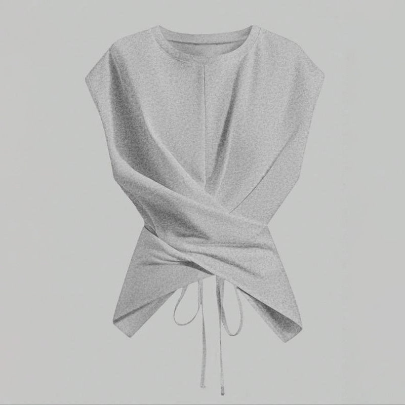 Casual crossover wrap sleeveless top