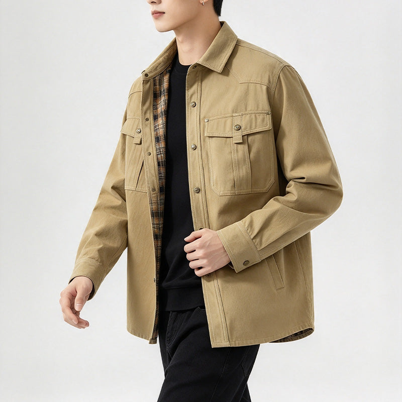 Men's plaid lined work jacket