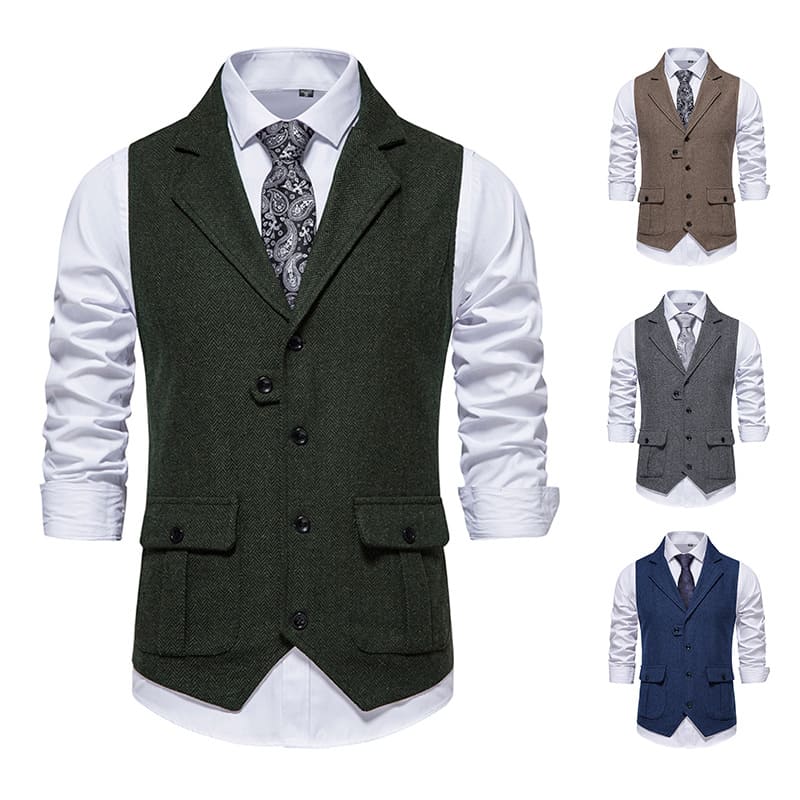 Men's Retro Lapel Vest Short Suit Vest