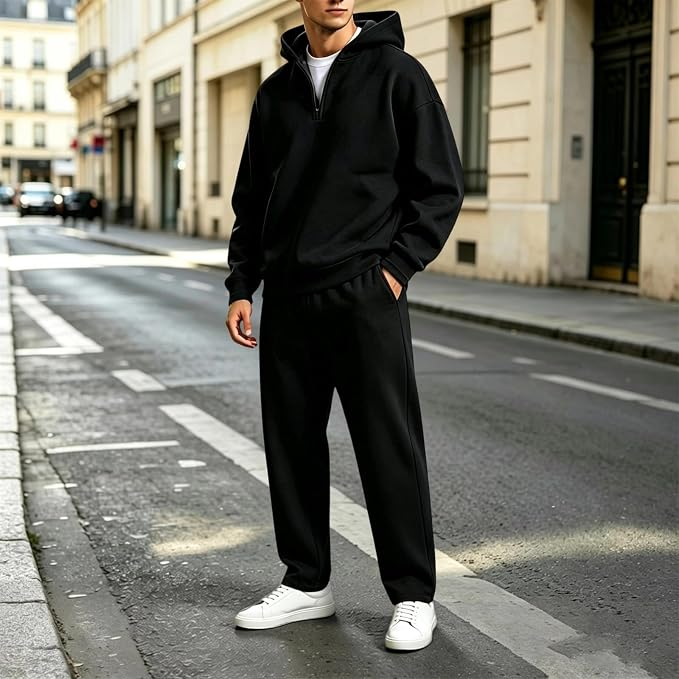 Half Zip Hoodie And Pants Casual Tracksuit Set