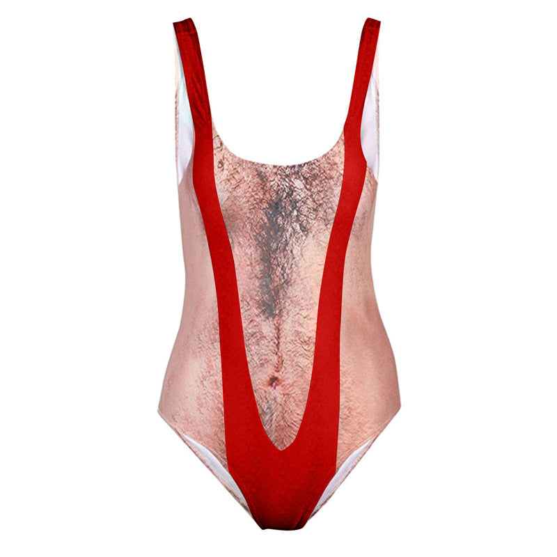 Fun and realistic printed onesie swimsuit