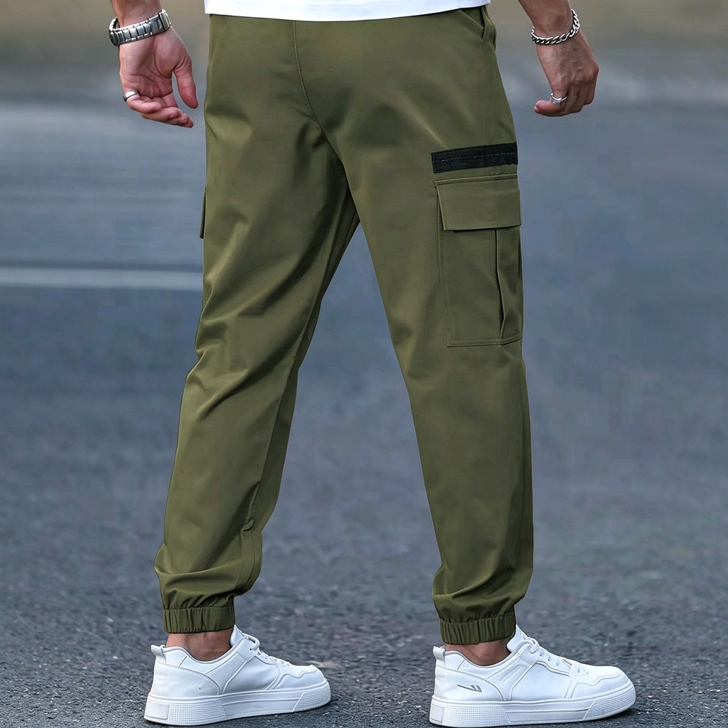 Men Multi Pocket Drawstring Cargo Joggers