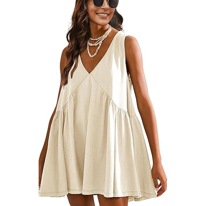V-Neck Loose-Fit Sleeveless Dress