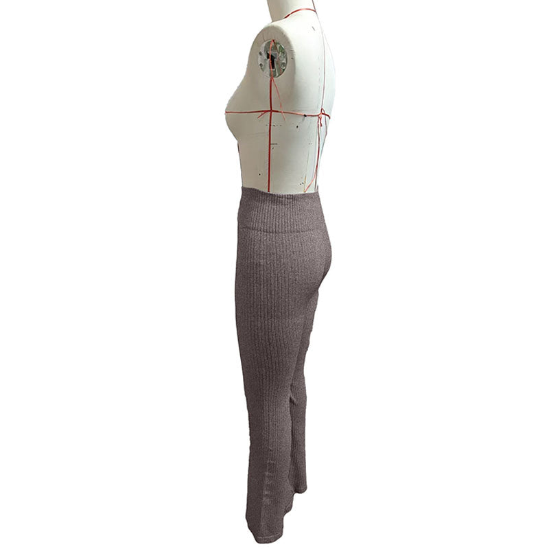 Stretchy Ribbed Micro-Flare Yoga Pants