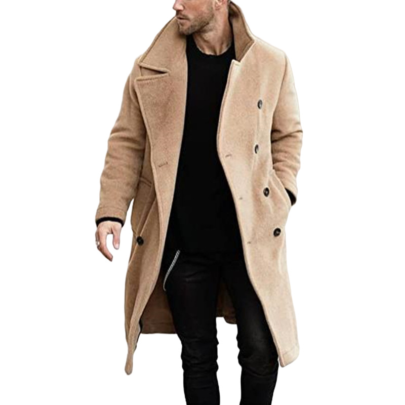 Men Elegant Longline Double Breasted Coat