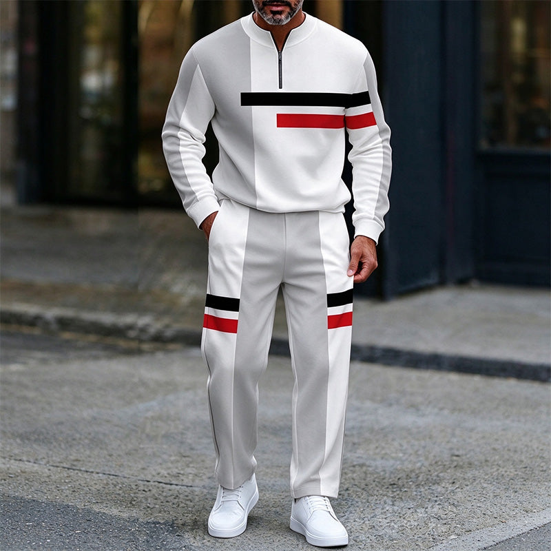 Men's Color Block Striped Tracksuit Set
