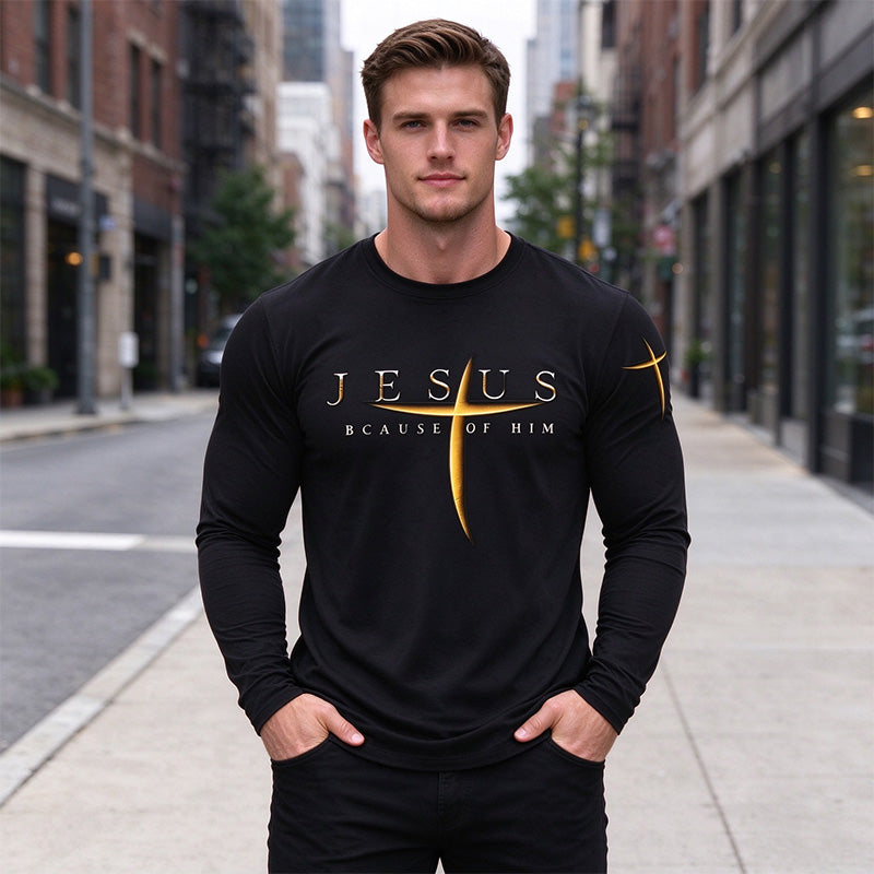 Men's Cross Print Long Sleeve