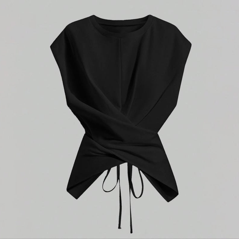 Casual crossover wrap sleeveless top