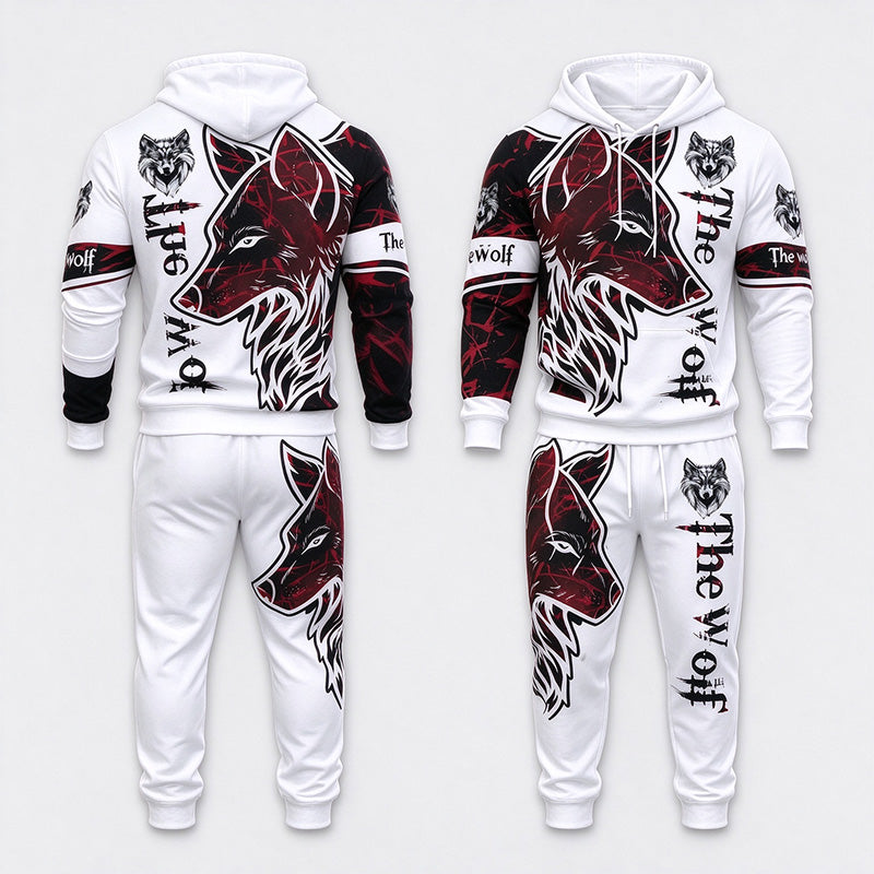 Wolf Graphic Hoodie Tracksuit Set