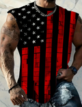 Retro red and black American flag print men's sleeveless vest