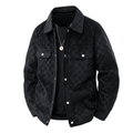 Men’s Collared Checkerboard Suede Jacket