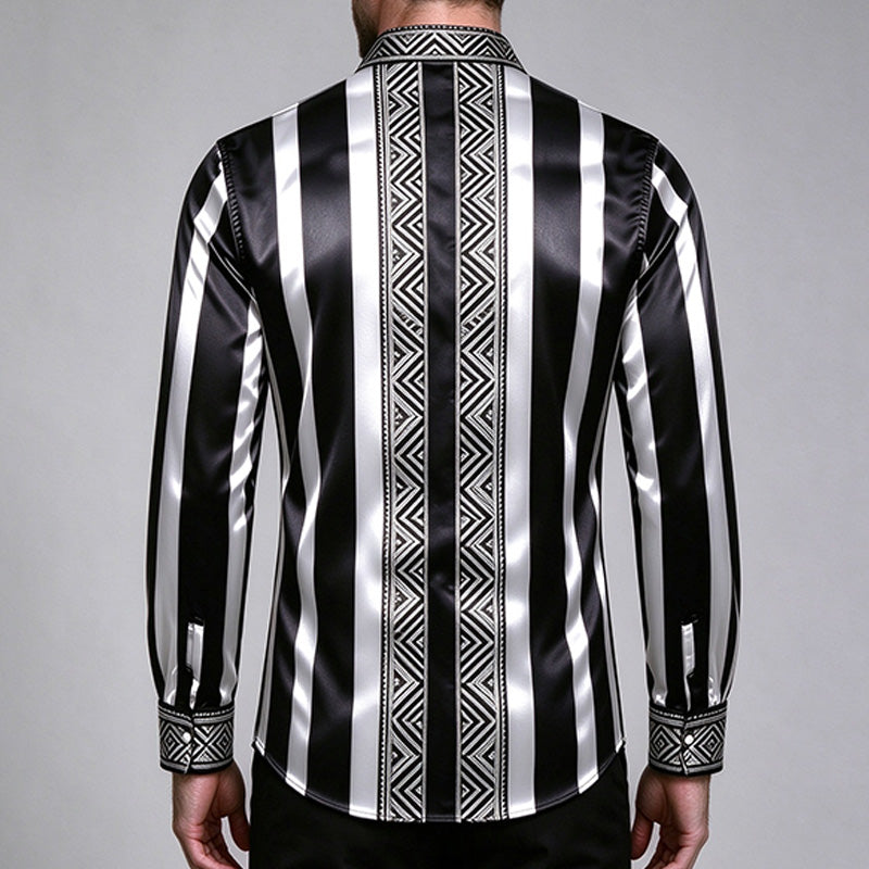 Men's Striped Polo Collar Shirt