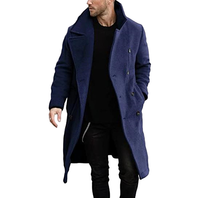 Men Elegant Longline Double Breasted Coat