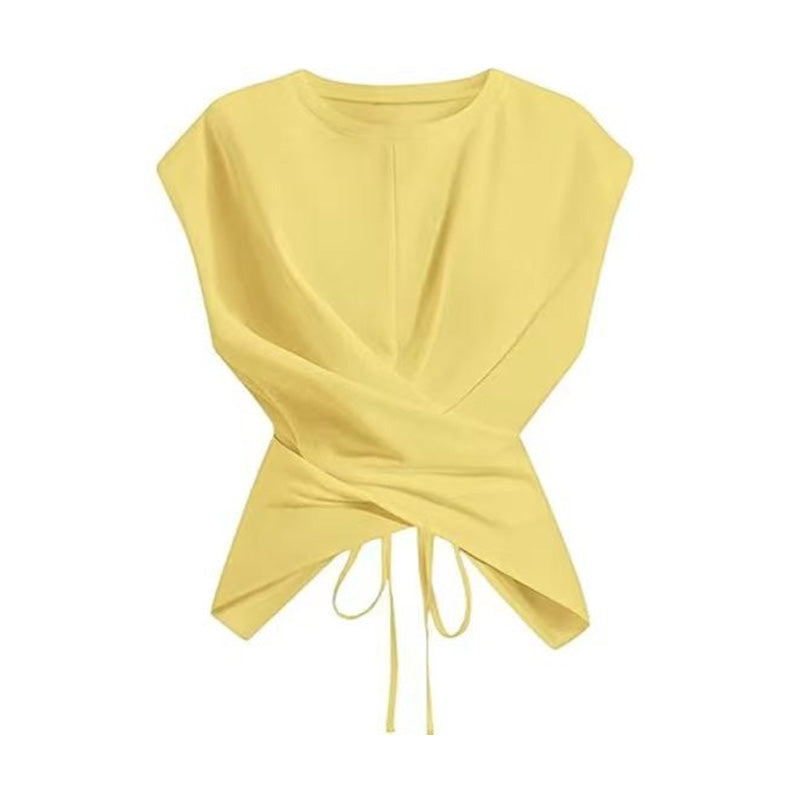 Casual crossover wrap sleeveless top