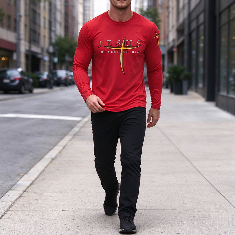 Men's Cross Print Long Sleeve