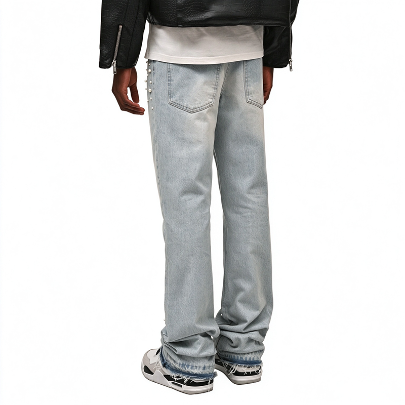 Men's Pearl Embellished Straight-Leg Denim Jeans