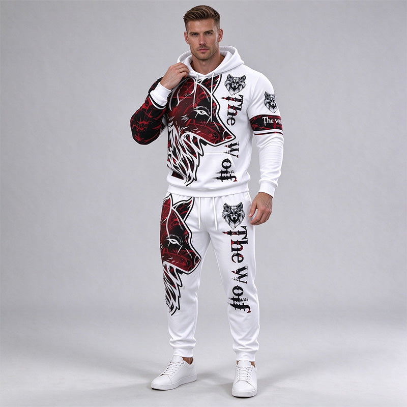 Wolf Graphic Hoodie Tracksuit Set
