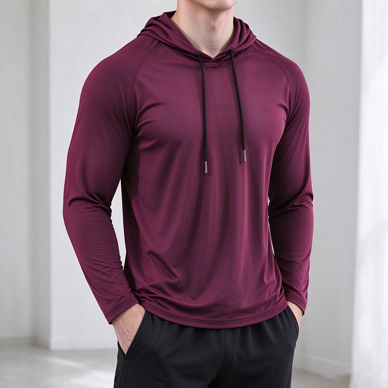 Men’s Long-Sleeve Hooded Pullover Shirt
