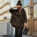 Retro leopard print lapel coat