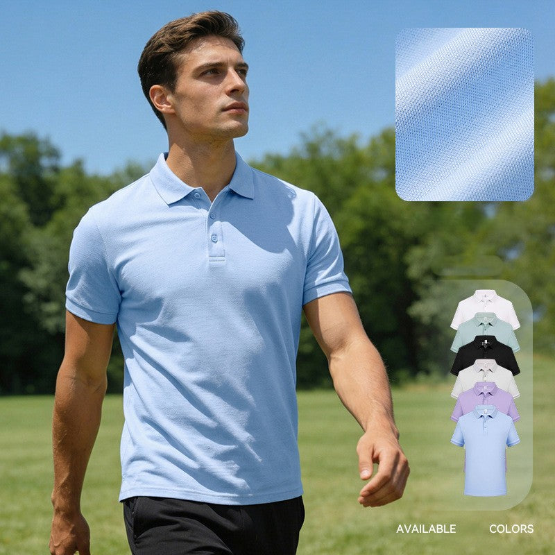 Men's cotton polo shirt, cool-feel casual short-sleeved running solid color T-shirt