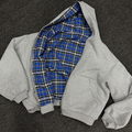 Reversible Plaid-Panel Hoodie