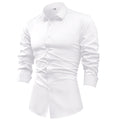 Men's silk satin long-sleeved dress shirt, business casual button-down shirt