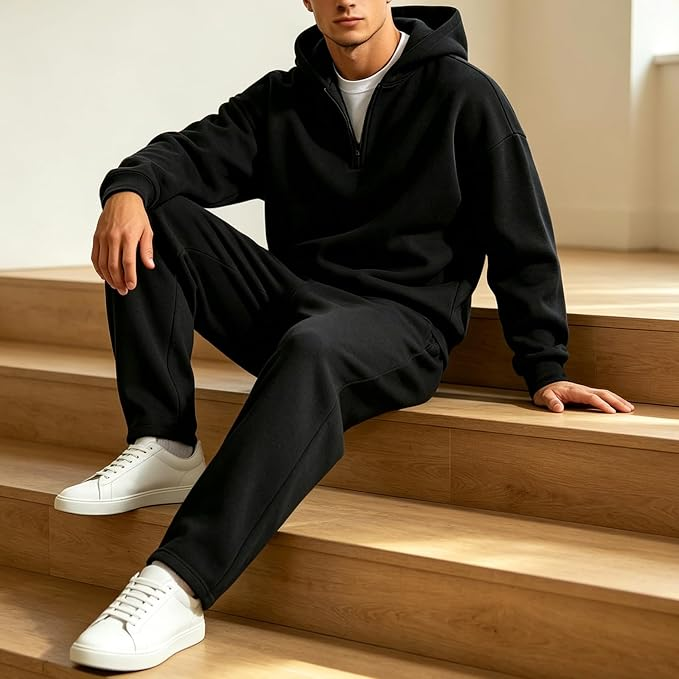 Half Zip Hoodie And Pants Casual Tracksuit Set