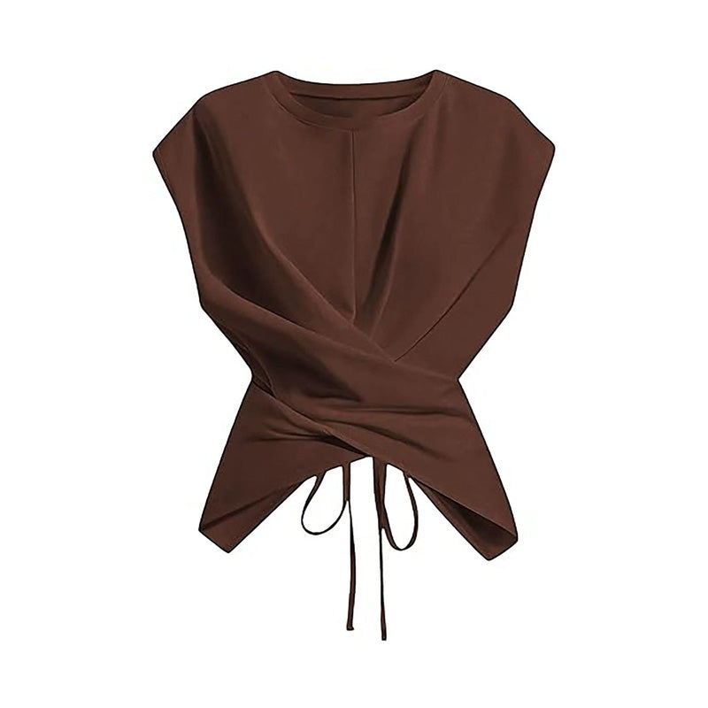 Casual crossover wrap sleeveless top