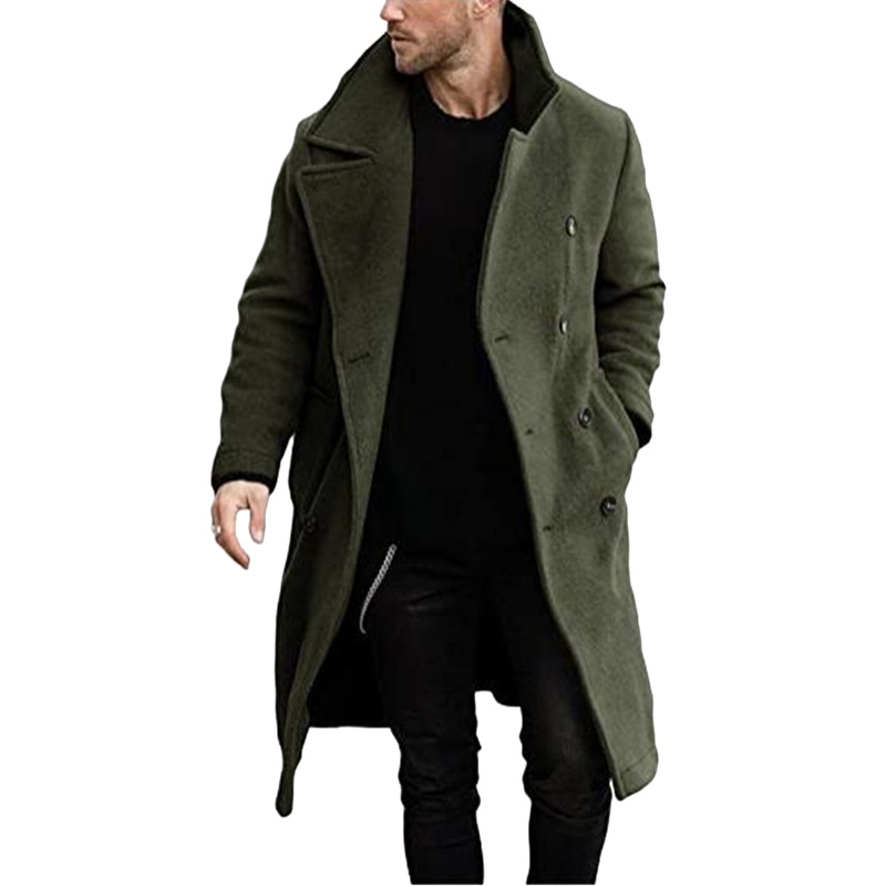 Men Elegant Longline Double Breasted Coat