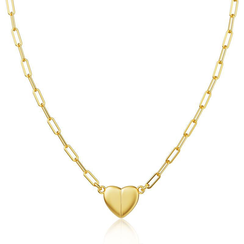 Heart Magnetic Clasp Paperclip Link Necklace