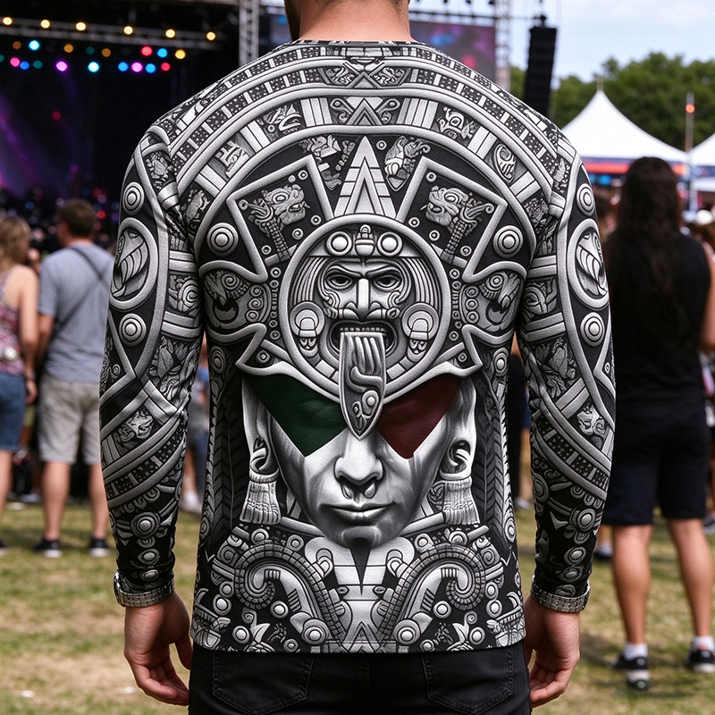 Men’s Ancient Tribal Full Print Long Sleeve Crew Neck T-Shirt