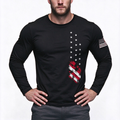 American Flag Print Mens Long Sleeve Tee
