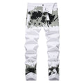 Men's Ink Splatter Camouflage Print Slim Fit Jeans