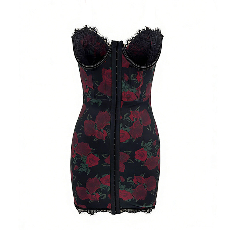 Strapless leopard print bodycon dress